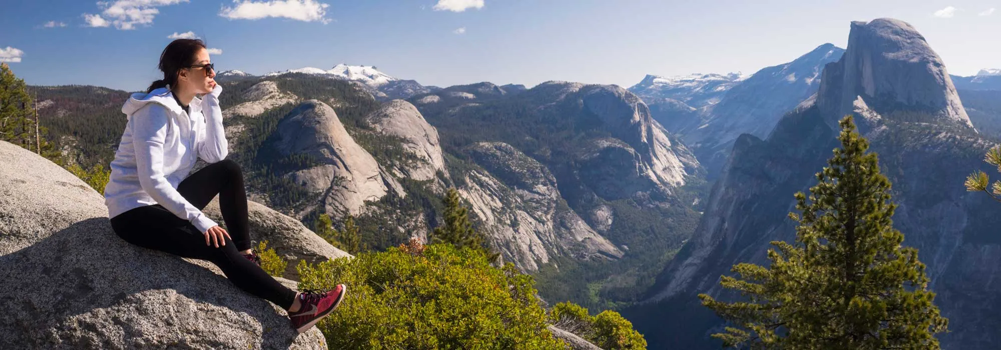 A Yosemite Valley panorama at golden hour